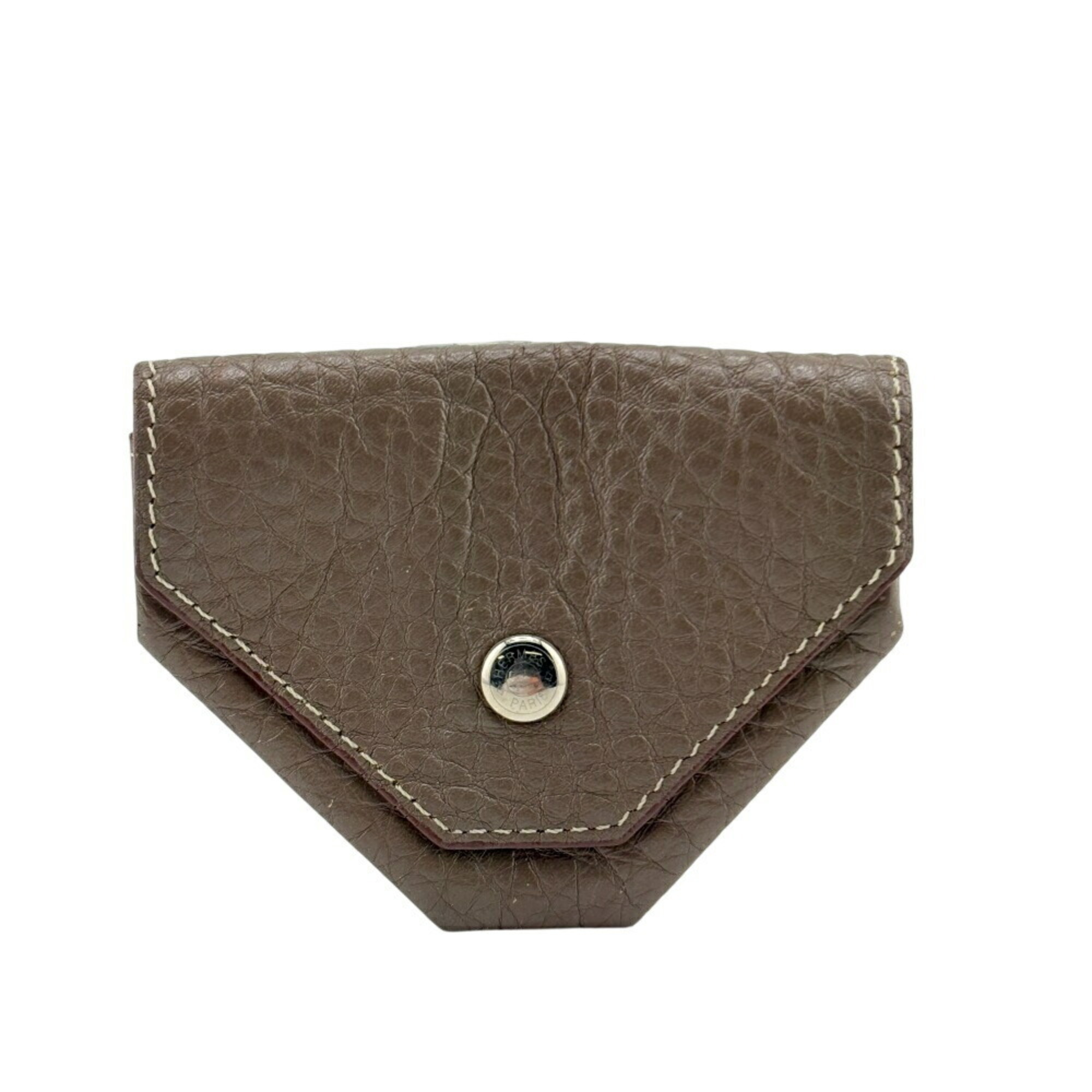 Hermes Levain Quatre Coin Purse, Grey, Unisex